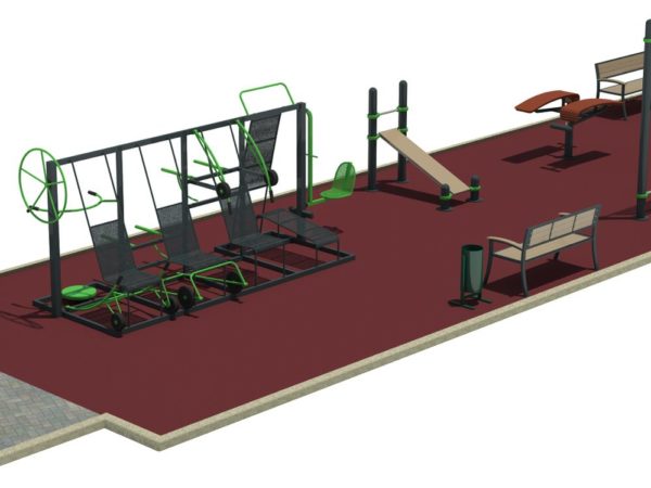 Гимнастическая площадка для занятий воркаутом 16 x 5м