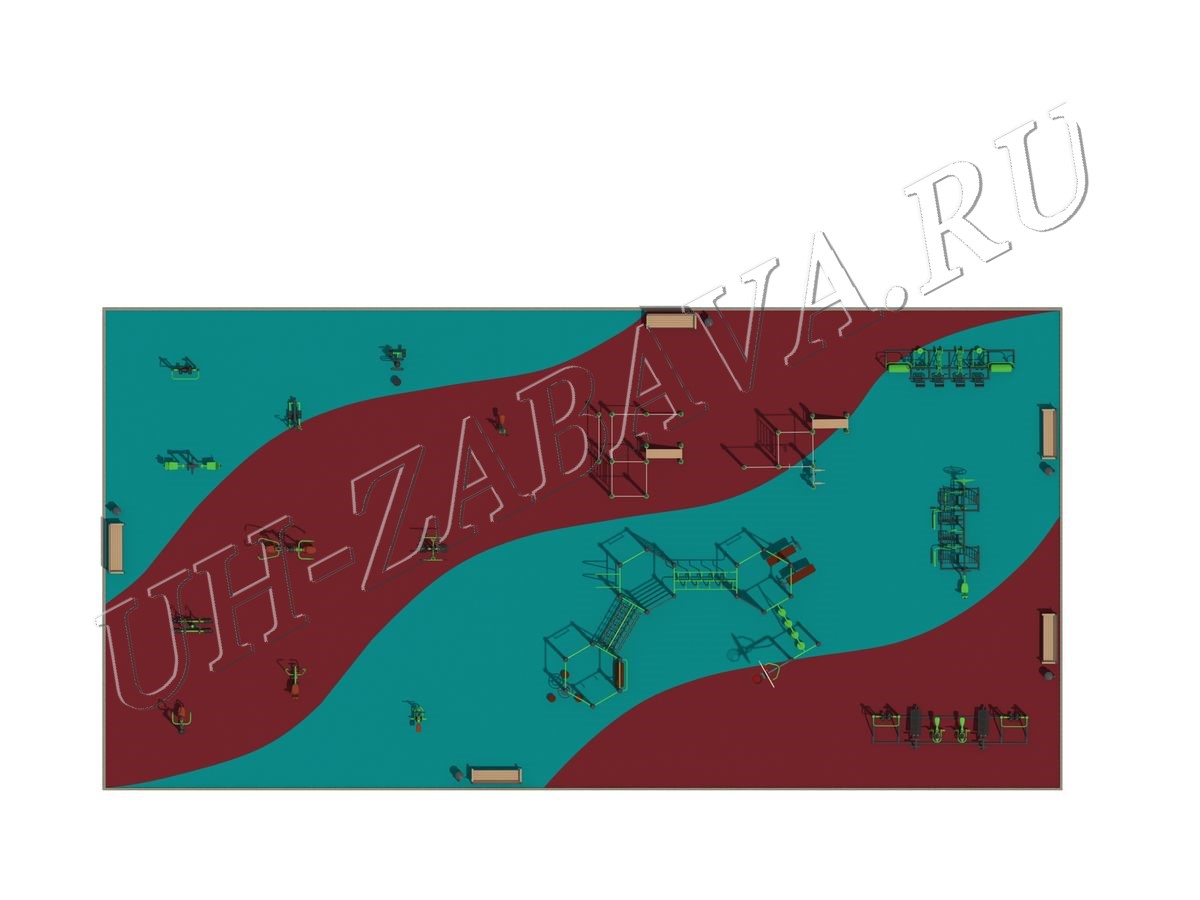 Гимнастическая площадка для занятия воркаутом 36,57 x 18,29, рис.3 Гимнастическая площадка для занятия воркаутом 36,57 x 18,29, рис.3